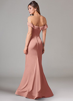 Azazie Everly Jurken voor bruidsmeisjes Converteerbaar Jurk van Stretch Satijn met Zeemeermin Off the Shoulder Rozet image5