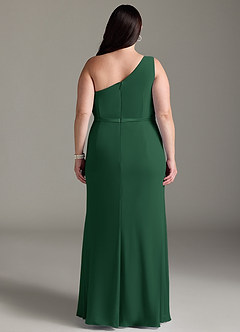 Azazie Liza Brautjungfernkleider Meerjungfrau-Linie One-Shoulder Chiffon Kleid Dunkelgrün image7