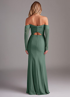 Azazie Hallie Bridesmaid Dresses Sea Moss Mermaid Long Sleeve Chiffon Dress image8