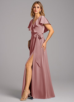 Azazie Lainey Kleider zum Anprobieren zu Hause A-Linie mit Taschen Stretch-Satin Kleid Agave image5