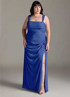 Azazie Jesaphine Bridesmaid Dresses Royal Blue Sheath Bow Chiffon Dress image8