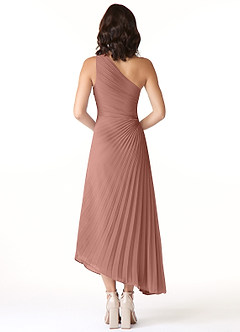 Azazie Kirra Bridesmaid Dresses Cedar Rose A-Line One Shoulder Chiffon Dress image2