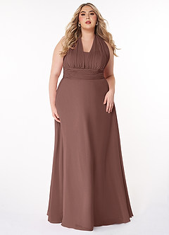 Azazie Fifi Bridesmaid Dresses Espresso A-Line Strapless Chiffon Convertible Dress image12