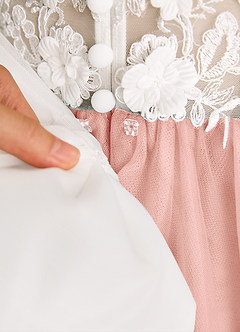 Azazie Lina Flower Girl Dresses Ivory Rosette Ball-Gown Lace Dress image9