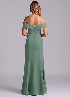 Azazie Luciana Bridesmaid Dresses Eucalyptus Sheath Off the Shoulder Chiffon Convertible Dress image2