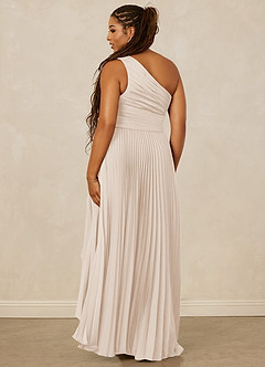 Christian Siriano Bridal for Azazie 1008 Bridesmaid Dresses White Alabaster A-Line One Shoulder Stretch Satin Dress image2