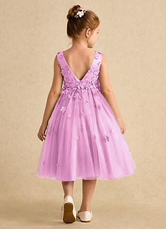 Azazie Lana Flower Girl Dresses Candy Pink A-Line Sleeveless Matte Satin Dress image2