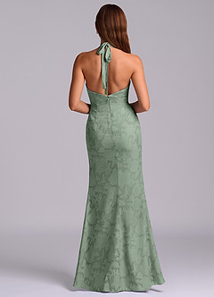 Azazie Valerie 신부 들러리 드레스 인어 주름진 플로럴 번아웃 바닥 길이 드레스 image7