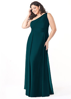 Azazie Dallas Brautjungfernkleider A-Linie One-Shoulder Chiffon Kleid Kiefer image8
