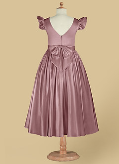 Azazie Violeta Blumenmädchenkleider Ballkleid Schleifen Matte Satin Kleid Altrosa image11