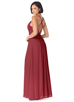 Azazie Farren Bridesmaid Dresses Pomegranate A-Line Pleated Chiffon Convertible Dress image5