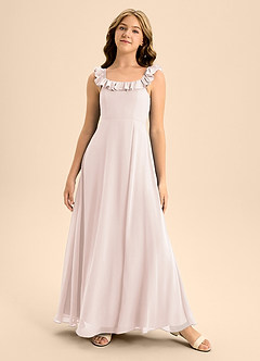 Azazie Callie Junior Rose Petal A-Line Ruched Chiffon Dress image5