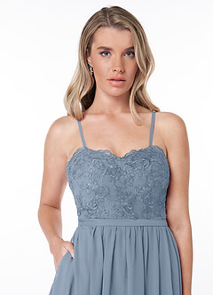 Azazie Celea Bridesmaid Dresses A-Line Lace Chiffon Floor-Length Dress image5