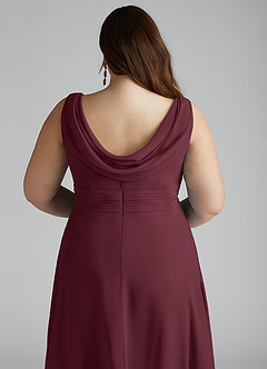 Azazie Karina Bridesmaid Dresses Cabernet A-Line Pleated Chiffon Dress image10
