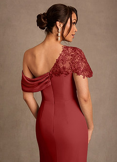 Azazie Sally Mother of the Bride Dresses Rust Sheath Lace Chiffon Dress image5