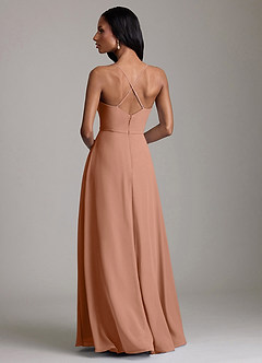 Azazie Naeem Vestidos de damas de honor Vestido de Bronceador de Gasa de Corte en A con Cuello en V fruncido image2