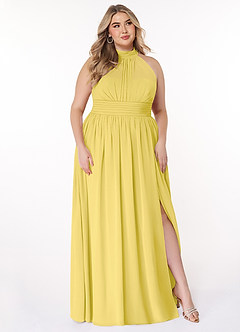 Azazie Iman Bridesmaid Dresses Canary A-Line A-Line Ruched Chiffon Dress image11