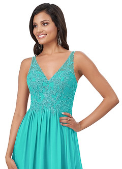 Azazie Amy Venta Final Vestido de Spa de Gasa de Corte En A con Encaje image10