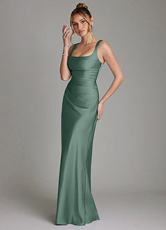 Azazie Agustina Bridesmaid Dresses Eucalyptus Mermaid Corset Stretch Satin Dress image5