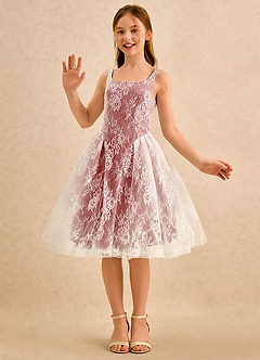 Azazie Cubbie Girls Formal Blumenmädchenkleider A-Linie Spitze Kleid Rost image5