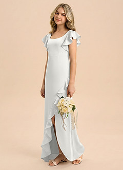 Azazie Demi Junior Robe Sirène en Satin extensible Arc Blanc image2