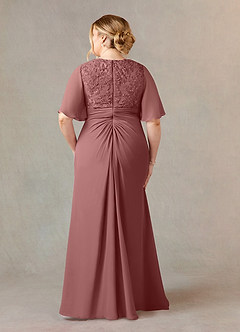 Azazie Carson Kleider für die Brautmutter A-Linie V-Hals Spitze Chiffon Kleid Wüstenrose image7