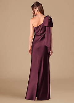 Azazie Capri Bridesmaid Dresses Cabernet Sheath One Shoulder Metallic Satin Dress image4