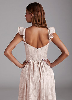 Azazie Denisse Bridesmaid Dresses Blushing Pink A-Line Ruched Floral Burnout Dress image6