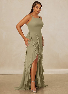 Christian Siriano Bridal for Azazie 1006 Bridesmaid Dresses Moss Green Mermaid Ruched Chiffon Dress image12