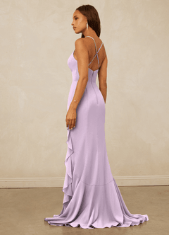 Christian Siriano Bridal for Azazie 1006 Bridesmaid Dresses Frosted Lilac Mermaid Ruched Chiffon Dress image2