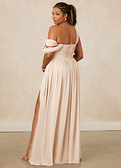 Christian Siriano Bridal for Azazie 1014 Robes de demoiselle d'honneur Robe Trapèze en Mousseline de soie Épaule décolletée Albâtre Blanc image3