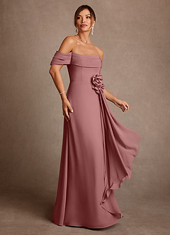 Azazie Amherst Abiti per la Madre della Sposa Abito A-Line in Chiffon a Spalla Scoperta Rosa Del Deserto image2