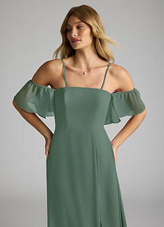 Azazie Sue Bridesmaid Dresses Eucalyptus A-Line Off the Shoulder Chiffon Convertible Dress image2