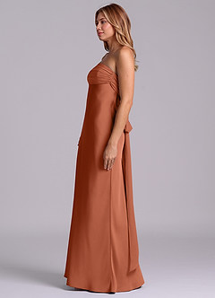Azazie Ailanie Bridesmaid Dresses Cedar Rose Sheath Strapless Stretch Satin Dress image6