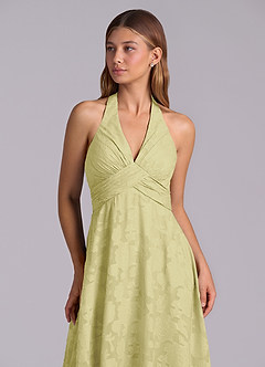 Azazie Tessie Brudtärnklänningar Klä av A-Linje i Blommig Utbrändhet Plisserad Citronsorbet image7