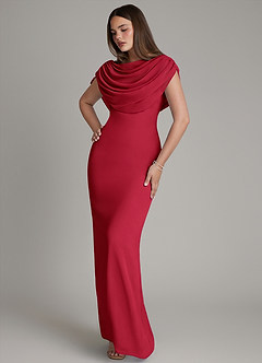 Azazie Hadley Bridesmaid Dresses Scarlet Mermaid Pleated Chiffon Dress image8