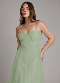 Azazie Teagan Probar vestidos en casa Vestido de Salvia Polvorienta de Tul de Corte en A con Escote de Corazón image6