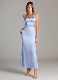 Azazie Denice Bridesmaid Dresses Ice Sheath Pleated Stretch Satin Dress image3