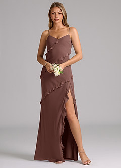 Azazie Nancie Robes de demoiselle d'honneur Robe Sirène en Mousseline de soie Rayé Expresso image8