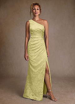 Azazie Joylin Mother of the Bride Dresses Lemon Sorbet Trumpet One Shoulder Floral Burnout Dress image4