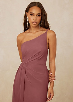 Christian Siriano Bridal for Azazie 1003 Bridesmaid Dresses Amethyst Sheath One Shoulder Chiffon Dress image4