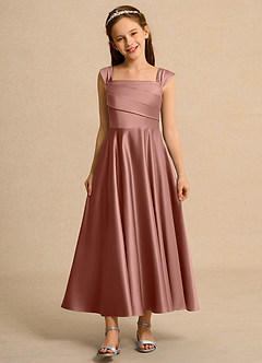 Azazie Bundle Girl Flower Girl Klänningar Klä A-Line i Matt satäng Plisserad image1