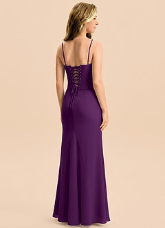 Azazie Sorrel Junior Meerjungfrau-Linie Plissee Chiffon Kleid Traube image2