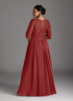 Azazie Mirielle Mother of the Bride Dresses Rust A-Line Scoop Lace Chiffon Dress image8