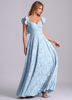 Azazie Leilani Robes de demoiselle d'honneur Robe Trapèze en Blumen-Burnout Encolure en Forme de Cœur Bleu Ciel image6