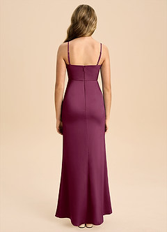 Azazie Buzzy Junior Mulberry Sheath Pleated Stretch Satin Dress image2