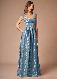 Hazel Dammblå Plisserad maxibalklänning image6