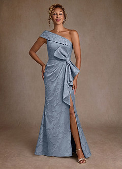 Azazie Hampton Abiti per la Madre della Sposa Abito Sirena in Burnout Floreale Monospalla Blu Polveroso image1