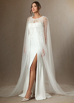 front Mantella in tulle con perle a cascata