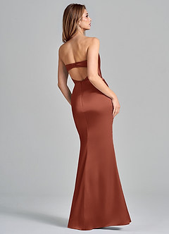 Azazie Olea Bridesmaid Dresses Auburn Mermaid Strapless Stretch Satin Convertible Dress image5